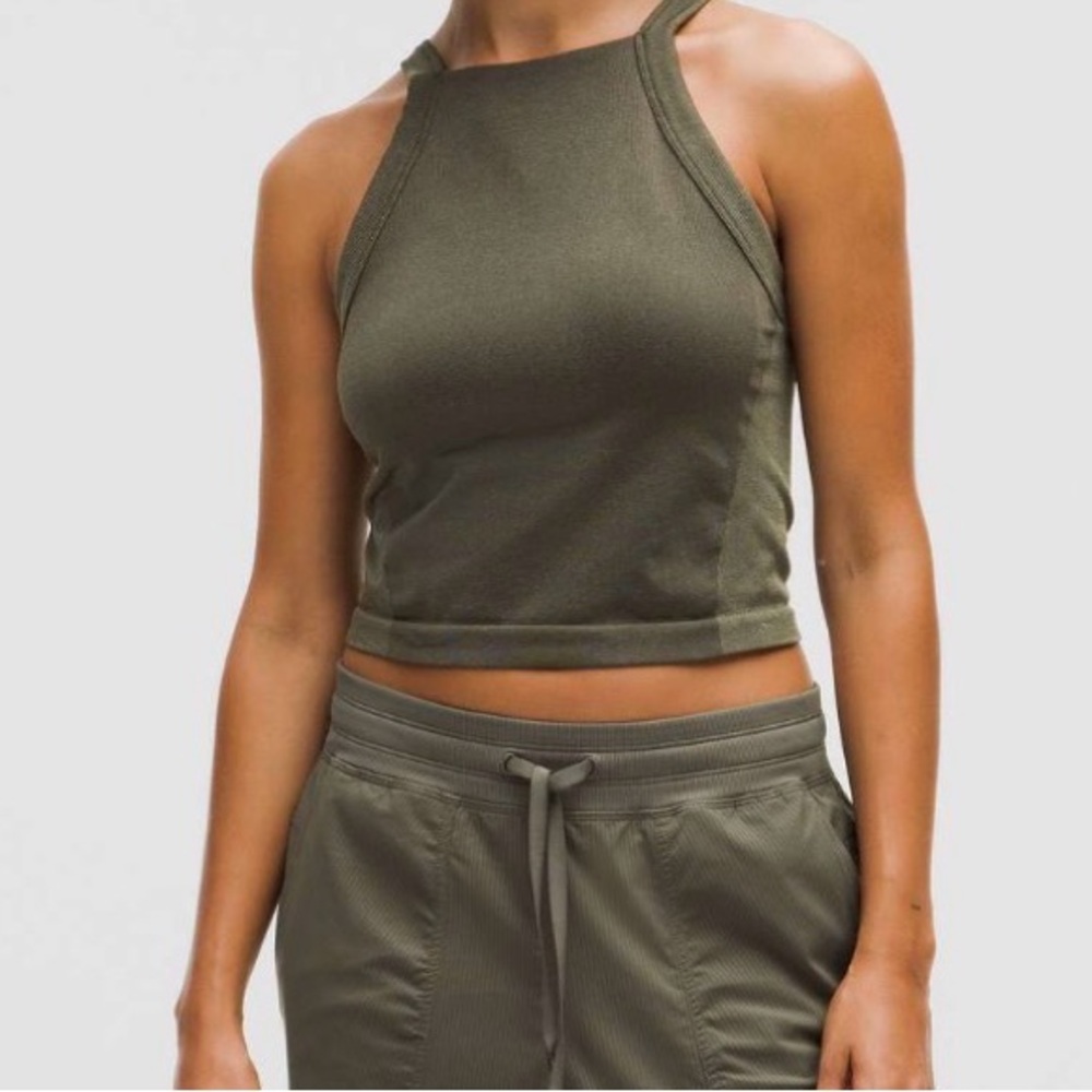 lululemon athletica Seamless Training Strappy Raceback Army Green Tank Top